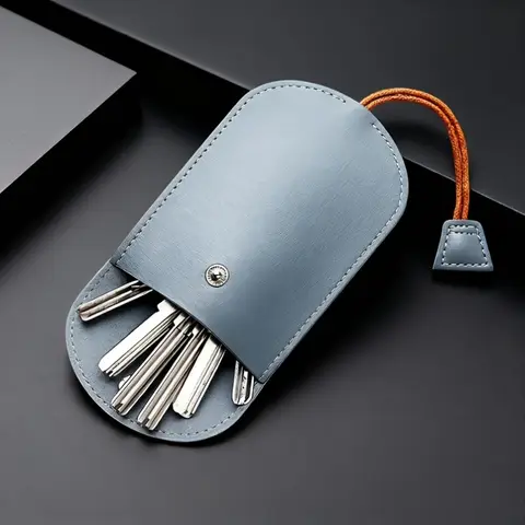 Multi-Functional Key Holder with Pull-Out Design | Compact, Large Capacity, Faux Leather Key Case for Cars, Office, Travel
