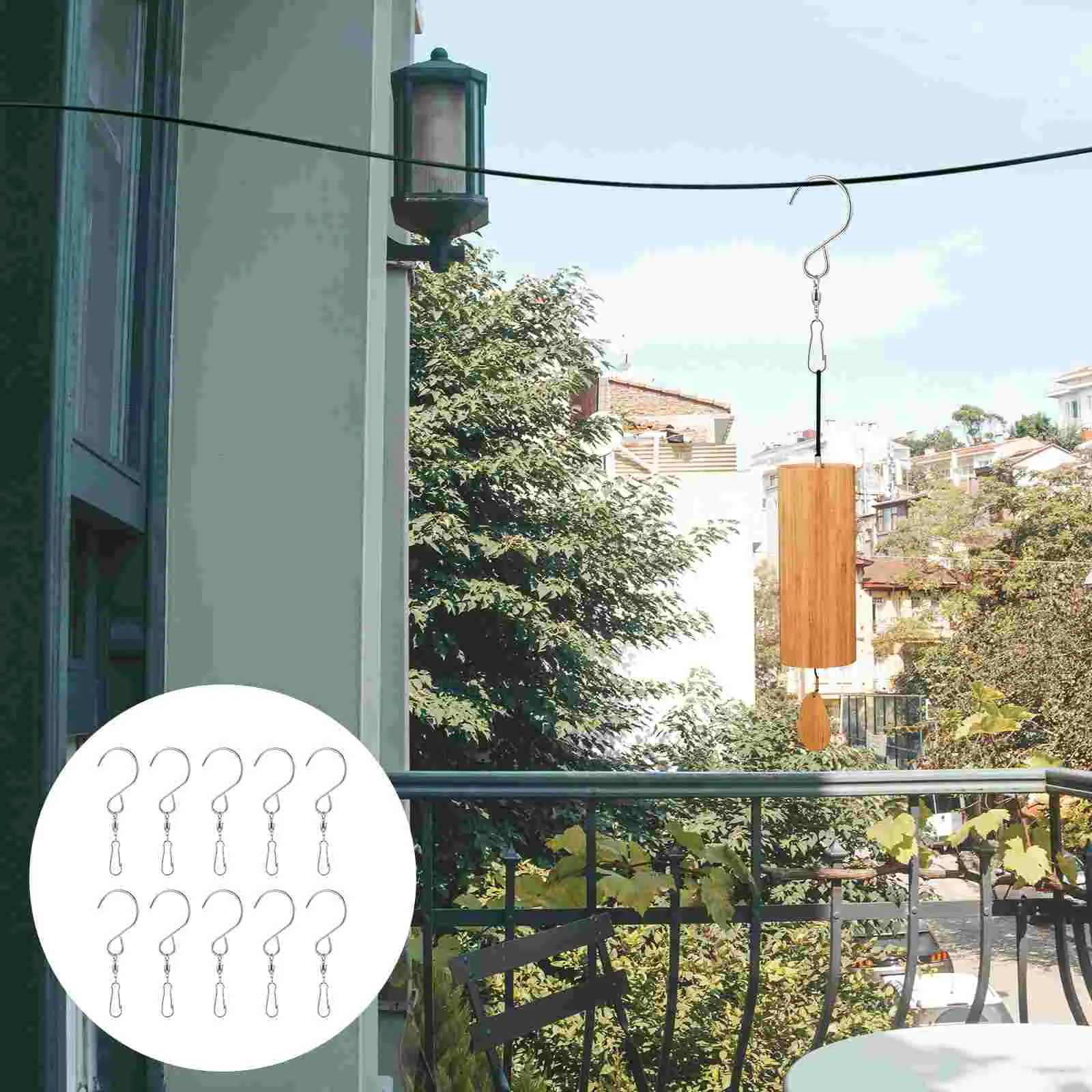 10 Pcs Wind Chime Hook Swivel Hooks Windbell Hanger Rotating Chimes Hangers Hanging Clips Display Heavy Duty Clothes Rack