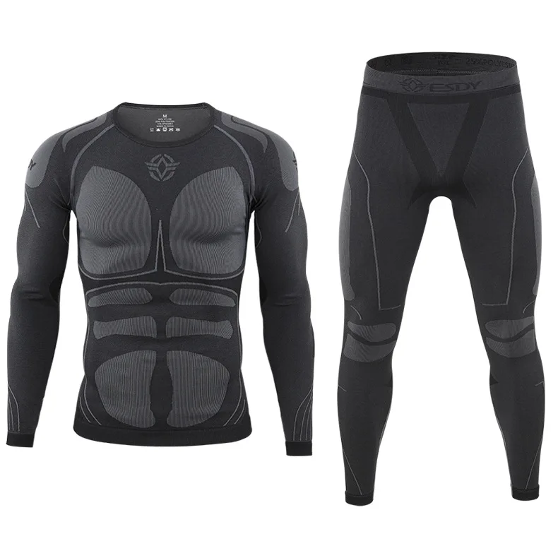 Men's new outdoor sports cycling clothes thermal underwear set tight sweat absorption.