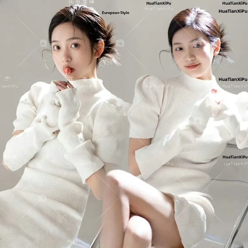 

New Korean Style Portrait Sweater Photography Clothing for Girls Artistic Atmosphere Photo Shoot Studio Portrait