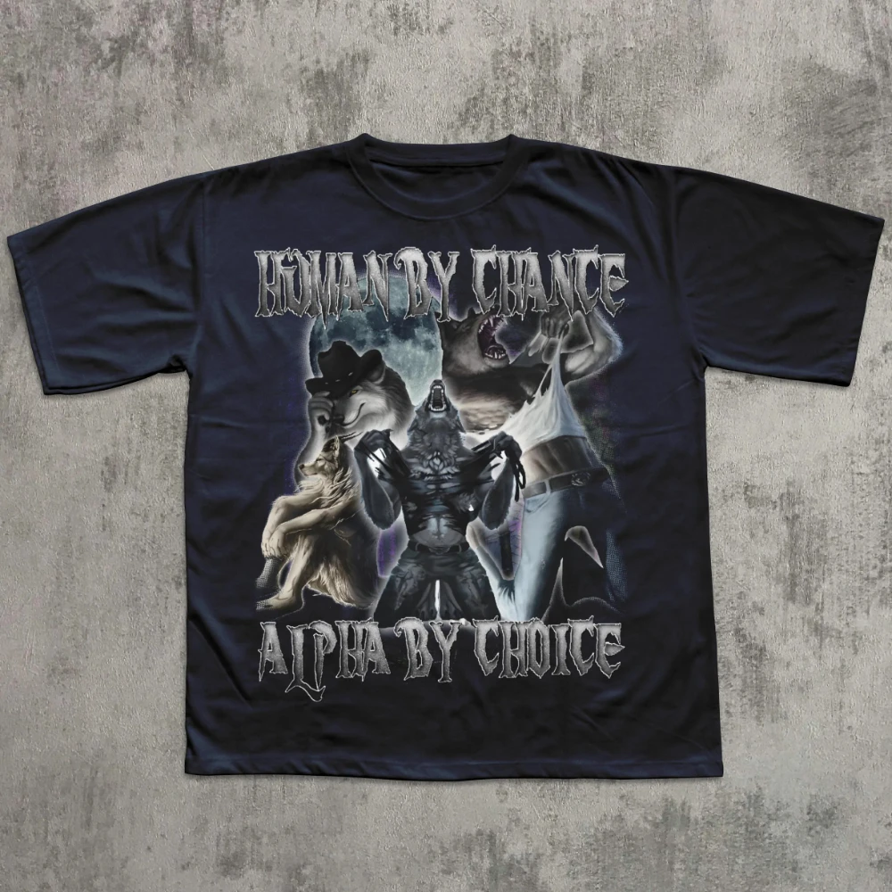 الإنسان حسب الفرصة ألفا بالاختيار مضحك بالذئب تمزيق قميص الذئب تي شيرت ملابس غريبة القمصان الكي كريينج تي شيرت ذلك