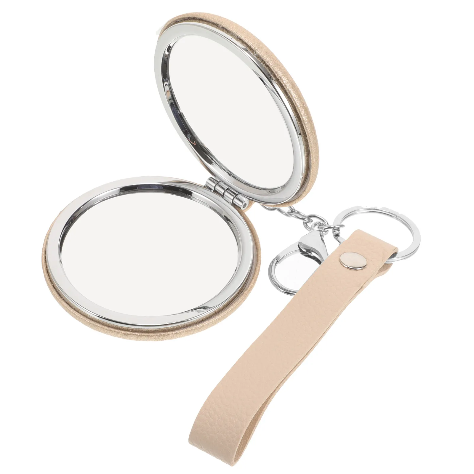 1Pcs Mini Makeup Mirror Portable Folding Double-Side Keyring Pendant Compact Mirror Keychain Pendant Keyring Ornaments