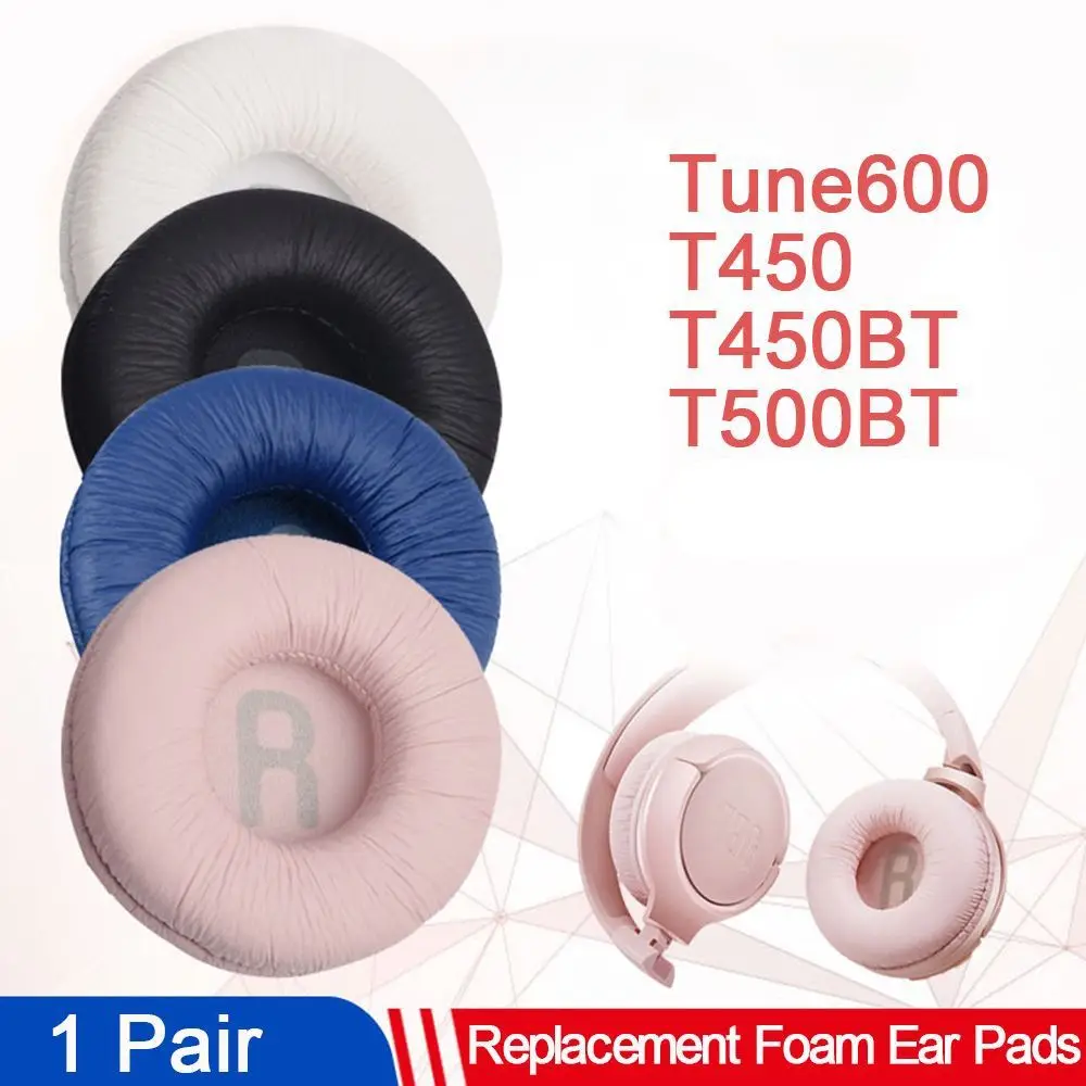 1 Pair Protein Leather Headphone Foam Replacement Cushion Cover Headband Ear Pads For JBL Tune600 T450 T450BT T500BT JR300BT