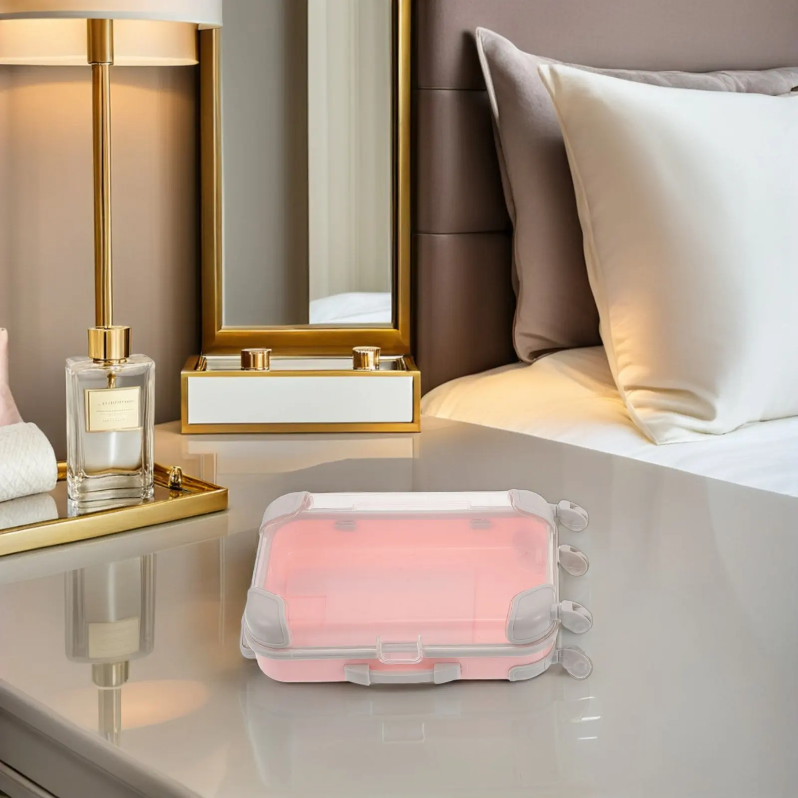 4Pcs Eyelash Storage Box Mini Suitcase Makeup Organizer Portable False Lash Case Travel Lash Container Makeup Storage Box