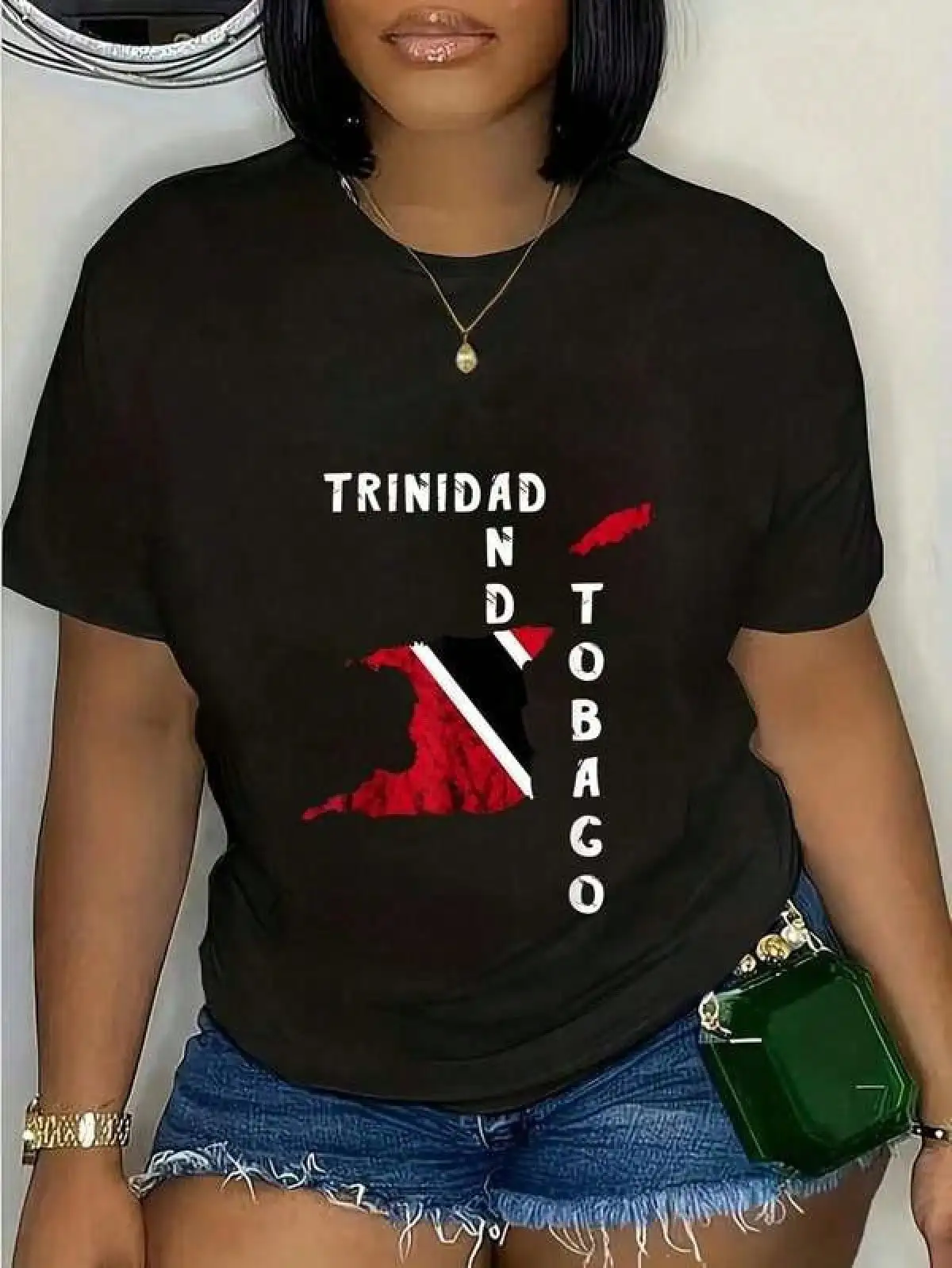 T Shirt Print ,Graphic-Cotton Tees Size Plus,100% Cotton Trinidad And Tobago Map Pride Trinidadian Roots Flag T-Shirt Casual Short Sleeve Shirt,Y2K,Oversized Shirt