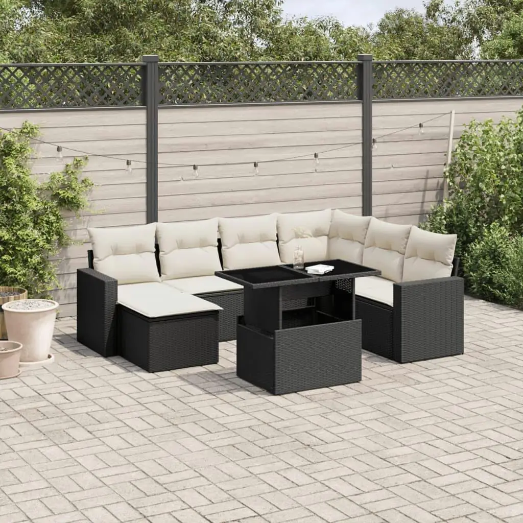 

Stylish Garden Sofa Set Black and Cream White Outdoor Furniture Comfortable Seating for Patio Balcony Backyard