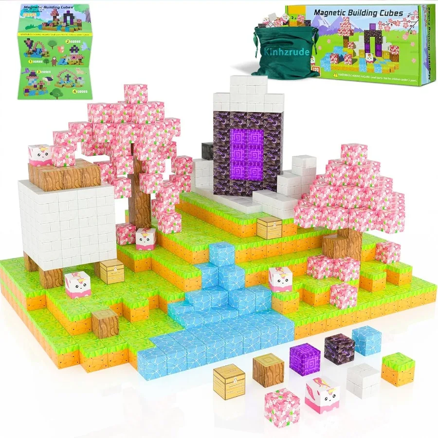 

Magnetic Blocks - 120PCS Toy Build Set Magnetic Building Blocks STEM Sensory Toys Creative Gift for 3+ Year Old Boys Girls Cher