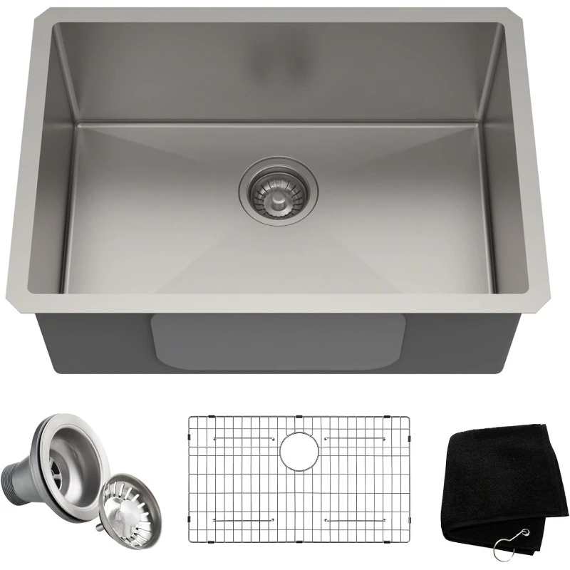 26-inch 16 Gauge Undermount Single Bowl Stainless Steel Kitchen Sink