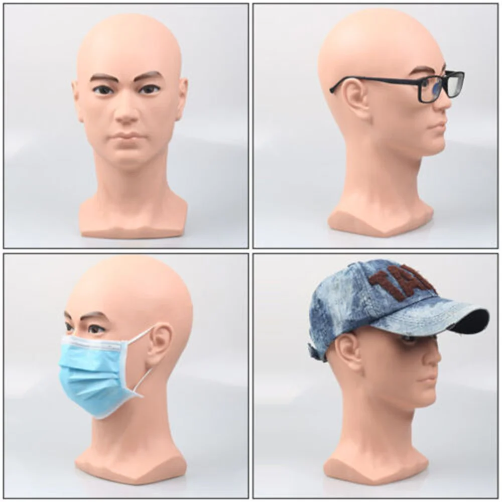 Mężczyzna głowa manekina pcv miękkiej gumy kapelusz stojak do ekspozycji okularów kapelusz peruka Scarve wyświetlacz wieszak stojący manekin Model głowy manekina — zdjęcie 7