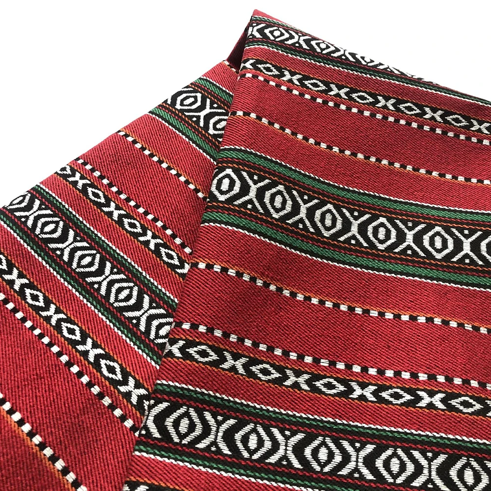 Tela decorativa a rayas teñida con hilo de 145x100cm, tela decorativa étnica, tela gruesa resistente al desgaste para almohada de sofá