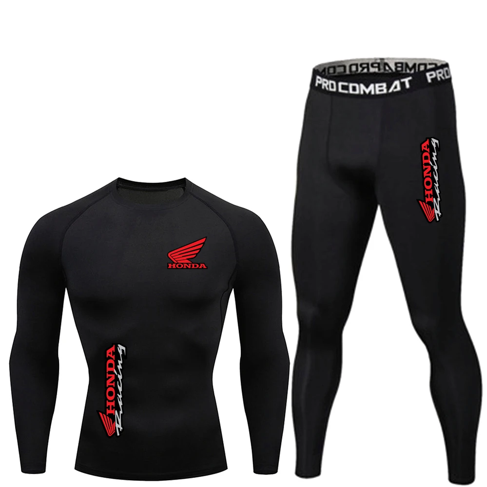 AliExpress Men's Quick-drying Breathable Honda Bicycle Round Neck Long-Sleeved Tight-fitting Suit Gym Sweatshirt Honda Moto Riding Suit