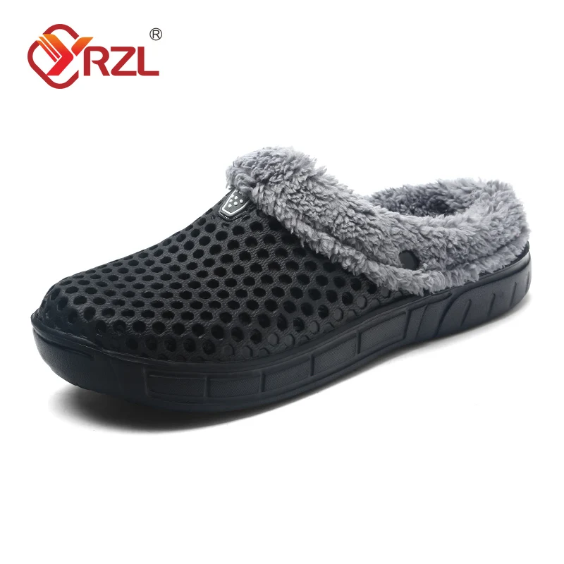 YRZL Winter Warm Slippers Women Men Shoes Indoor Slides Cotton Pantoffels Casual Clogs With Fur Easy On House Floor Slippers