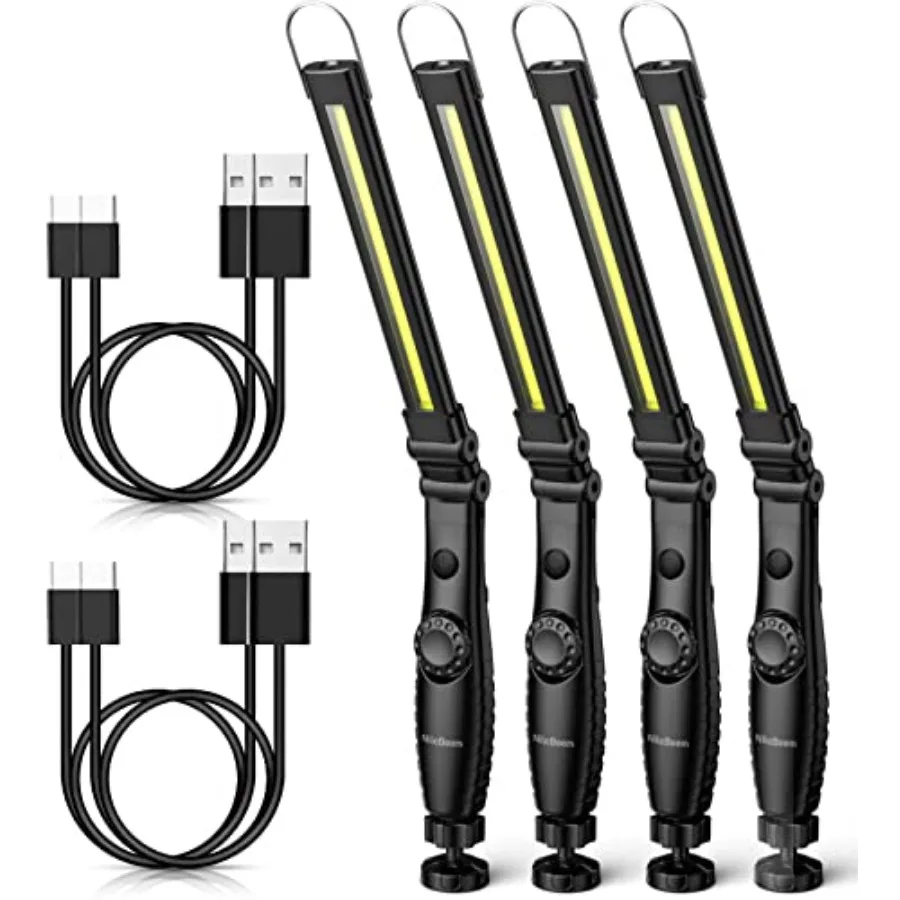 

LED Work Light 800 Lumens Foldable Rechargeable Cob Work Light with Magnetic Baseand Hook 360°Swivel Flashlight USB Cable for C