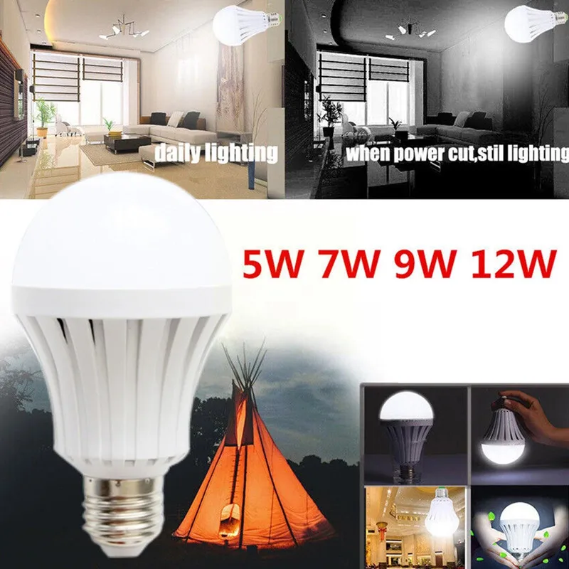 E27 5W 7W 9W 12W Smart Emergency Light LED Bulb 220V Rechargeable For Home Corridor Garage Emergency Lamps LED Light EL