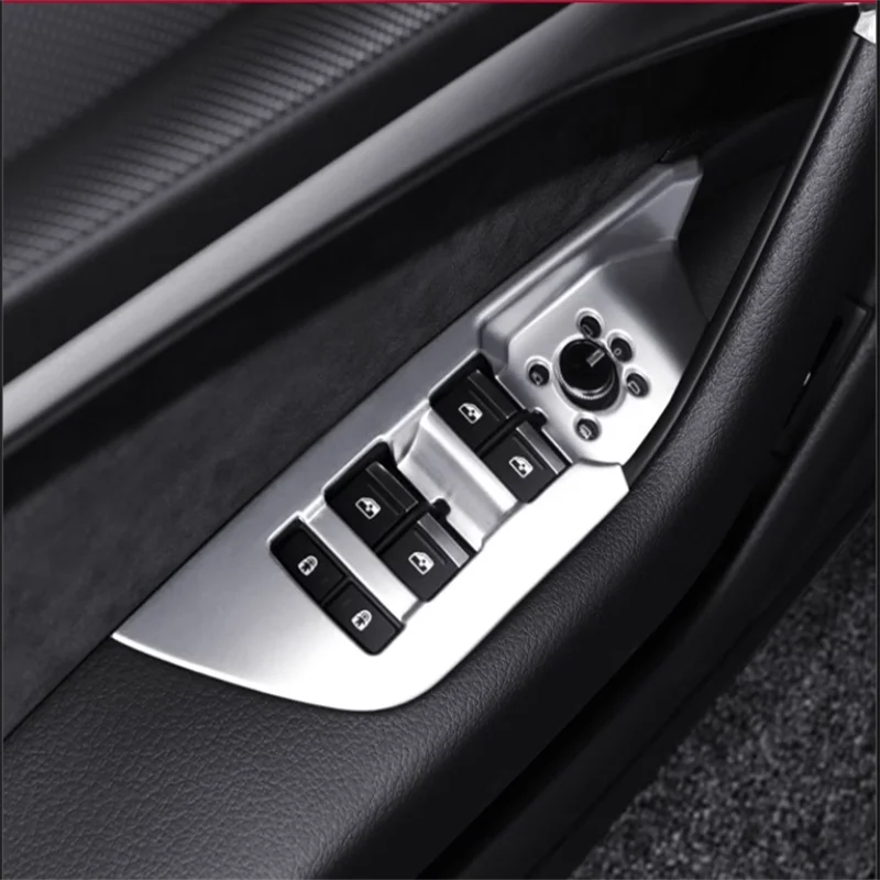 لأودي A6 C8 A7 2019 - 2023 LHD السيارات التصميم الداخلي الجانب الداخلي مقبض باب السيارة سحب غطاء وعاء نافذة التبديل التحكم الكسوة #4