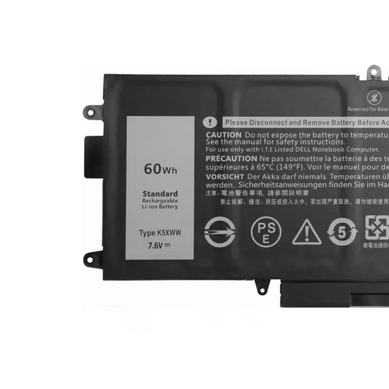 بطارية كمبيوتر محمول جديدة من 6 خلايا K5XWW 7.6 فولت 60Wh 7500 مللي أمبير في الساعة لأجهزة الكمبيوتر المحمول DELL Latitude 5289 7389 7390 2-in-1 Series 71TG4 725KY N18GG