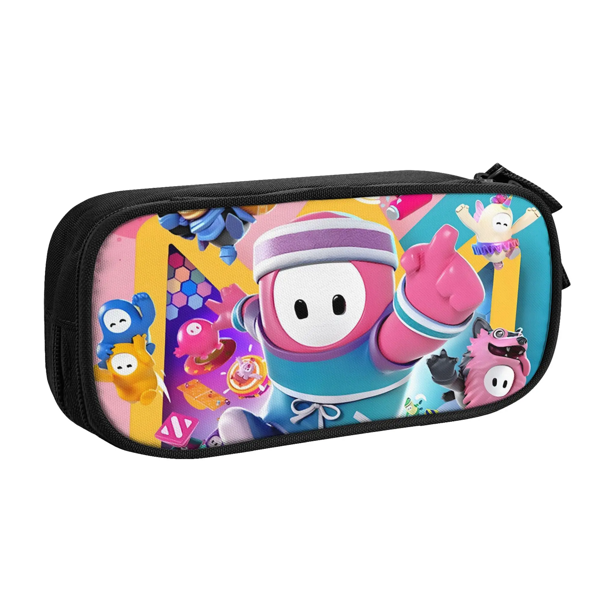 Kawaii Fall Guys  Battle Royale  Pencil Cases for Boys Girls Video Game  Large Storage Pen Box Bag School Accessories