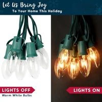 C9 Christmas Pathway Lights 30.75ft 24 Bulbs Outdoor Xmas Decorations Warm White for Holiday Waterproof Outside Yard Garden Party Walkway Decor Outdoor festival lighting 4