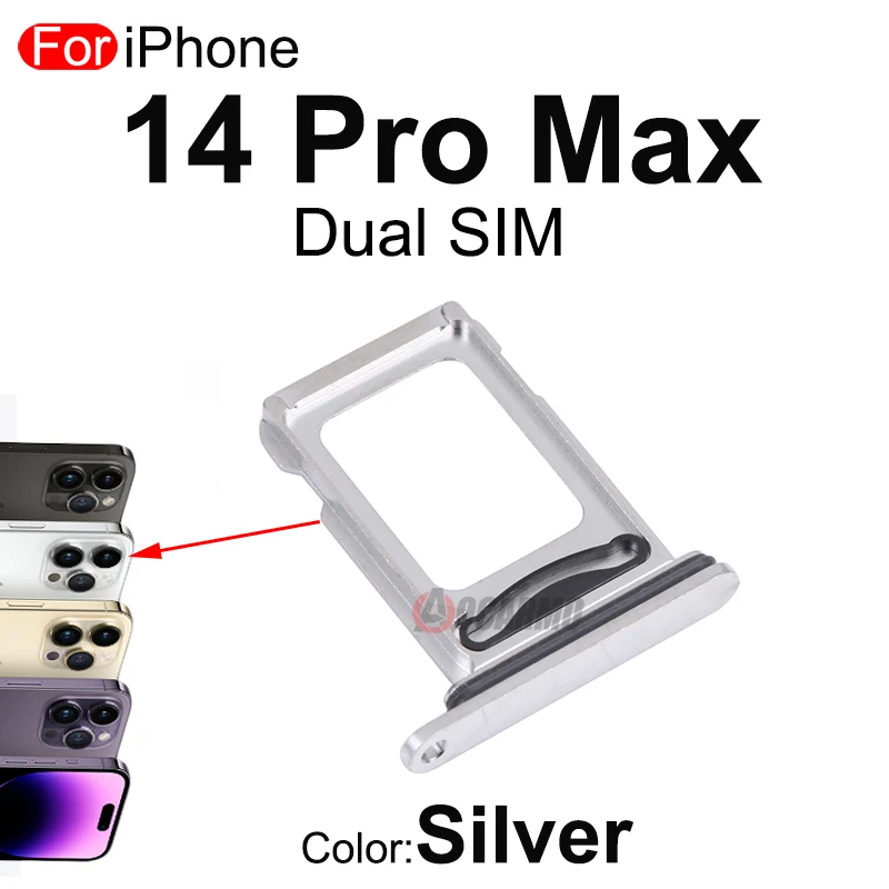 Aocarmo für iphone 14 pro max 14pm single dual sim karten fach halter slot schublade schwarz silber lila gold ersatzteil