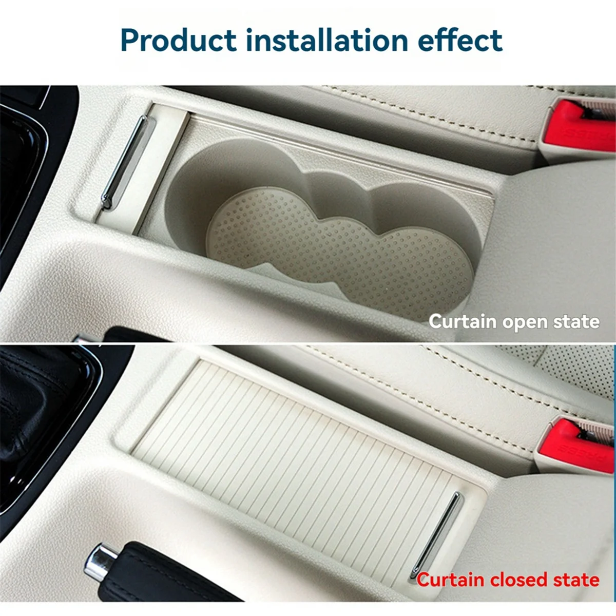 Interior Centre Console Roller Blind Shutter Drink Water Cup Holder Cover for Skoda Superb 2009-2015 Gray