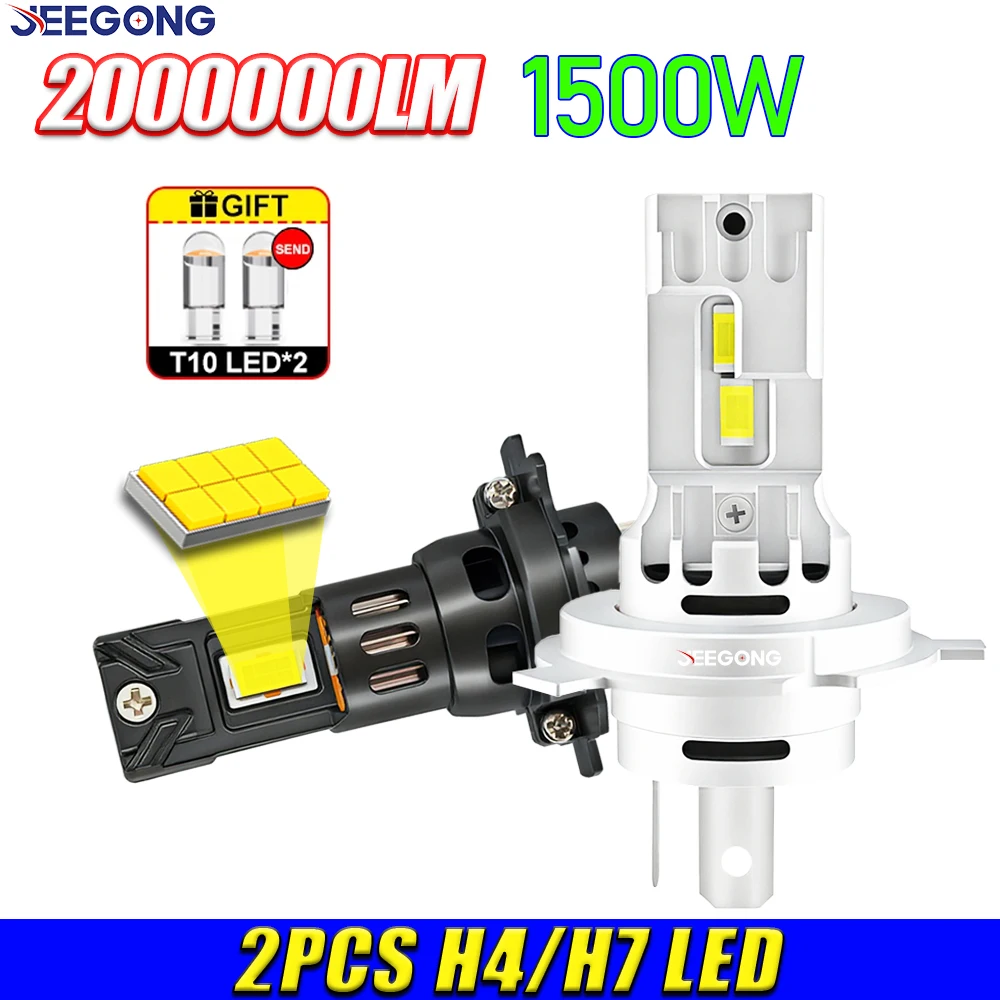 

H7 H4 LED Headlight CANBUS Error Free 9084 CSP Chips 2000000LM 1500W Super Bright Turbo Led Lights For Car 6000K White With Fan