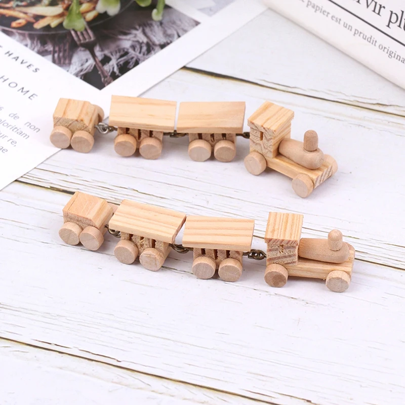 1Pc Mini Wooden Train Simulation Model Toys 1/12 Dollhouse Miniature Accessories For Doll House Decoration Educational Toys