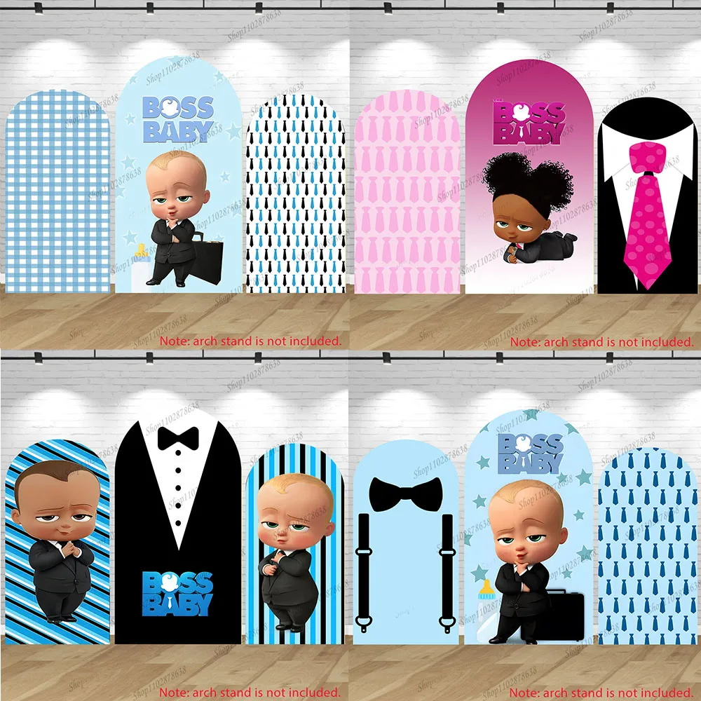 Boss Baby Arch Cover Custom Spandex Elastic The Boss Baby Arch Backdrop Boy Birthday Newborn Baby Shower Decor