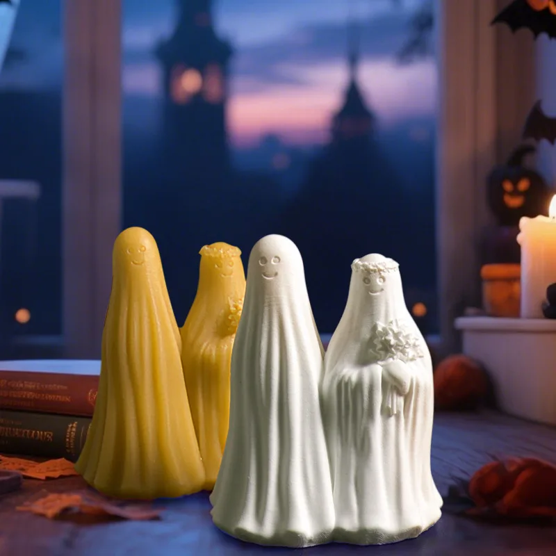 Halloween Ghost Bride and Groom Candle Silicone Mold Ghost Doll Skeleton Wizard Candle Holder Plaster Epoxy Mold Silicone Molds