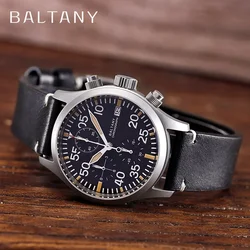 Baltany Quartz Chronograph S5045 Sunburst Blue Dial VK67 100M Stainless Steel Calendar Window Sapphire Vintage Military Watches