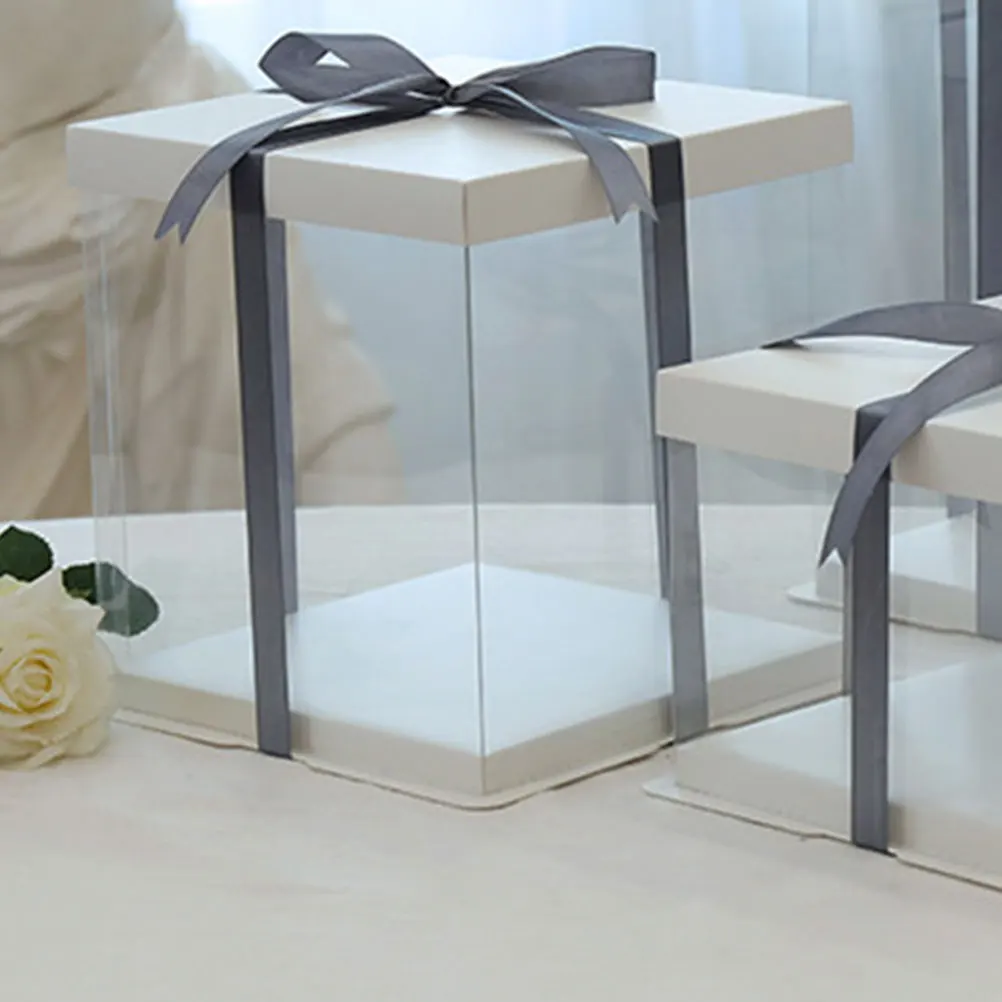 1/2pc 8/10/12inch Transparent Birthday Cake Box Plastic Chocolate Cake Packaging Gift Box Dessert Storage Bakery Wrapping Box