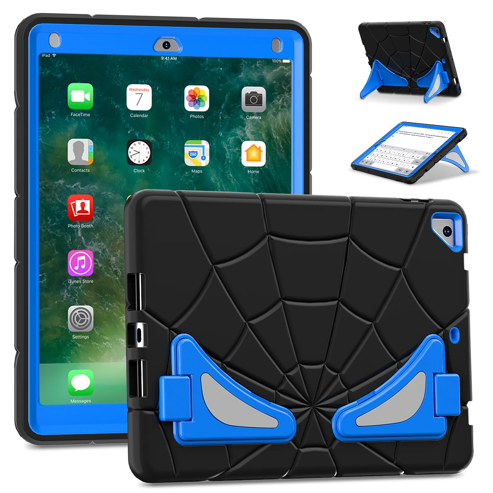 

Kids Rugged Case Universal For iPad 9.7/Ipad 5th/6th Gen Built-in Kickstand Hybrid Cover Shockproof PC-Silicone