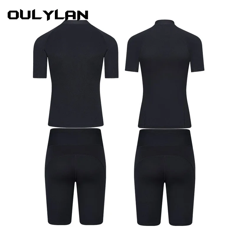 Oulylan 2mm Men Wetsuit Neoprene Diving Suit Split Short Sleeve Women Wet Suit Front Zip Spearfishing Swim Surfing Swimwear