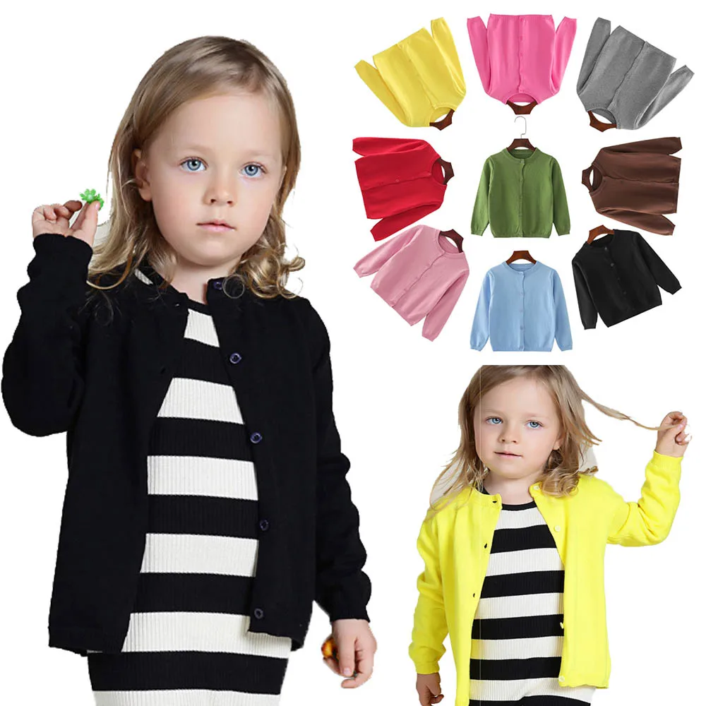 Cotton Candy Color Girls Cardigans Knitted Baby Sweater Cardigans Bebe Niña Baby Girl Cardigan Kids Sweatshirts Children Coats