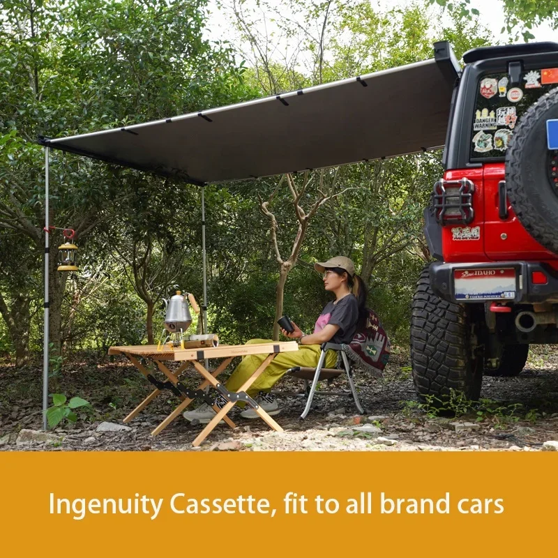 2.5x2M Car Awning,Aluminum Alloy Frame Waterproof Material,4x4 SUV Hard Shell Roof Tent Car Side Tent Suitable for Camping