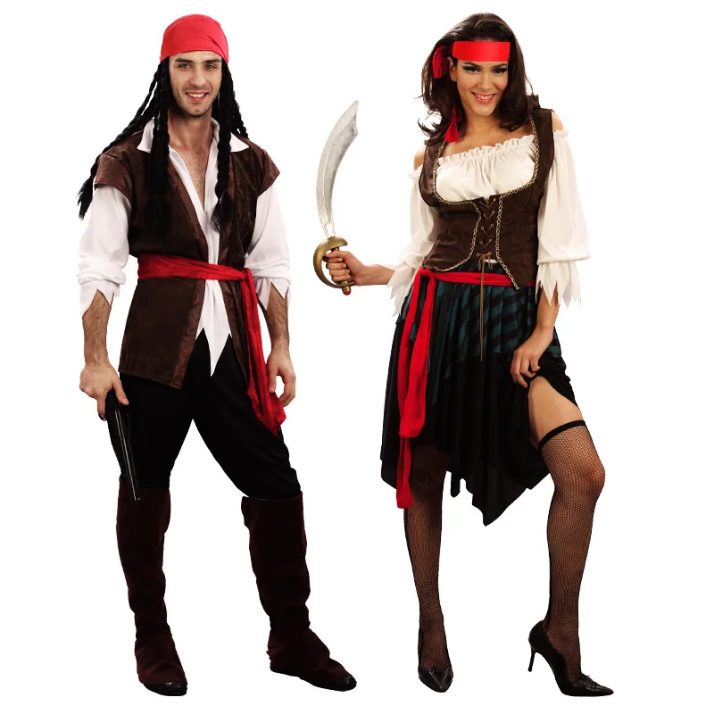 

Pirate Costumes for Women Men Adult Halloween Male Captain Jack Sparrow Costume Pirates of the Caribbean Cosplay Clothes Set