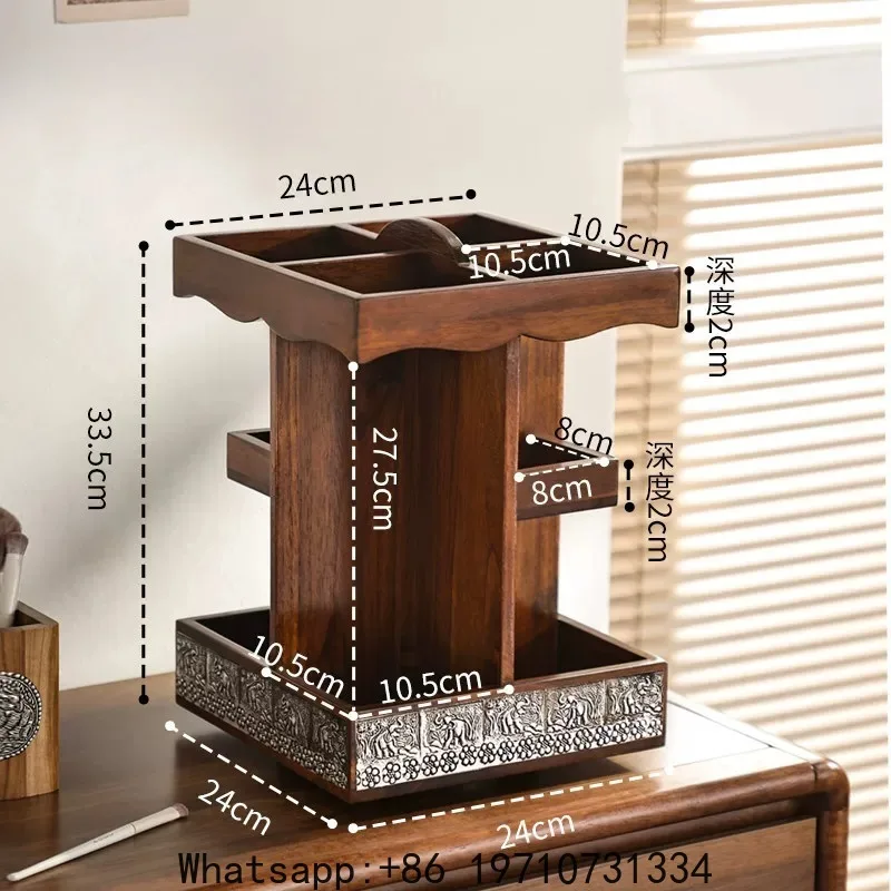 Premium Cosmetics Storage Box Wooden Rotating Skin Care Products Perfume Dresser Shelf Jewelry