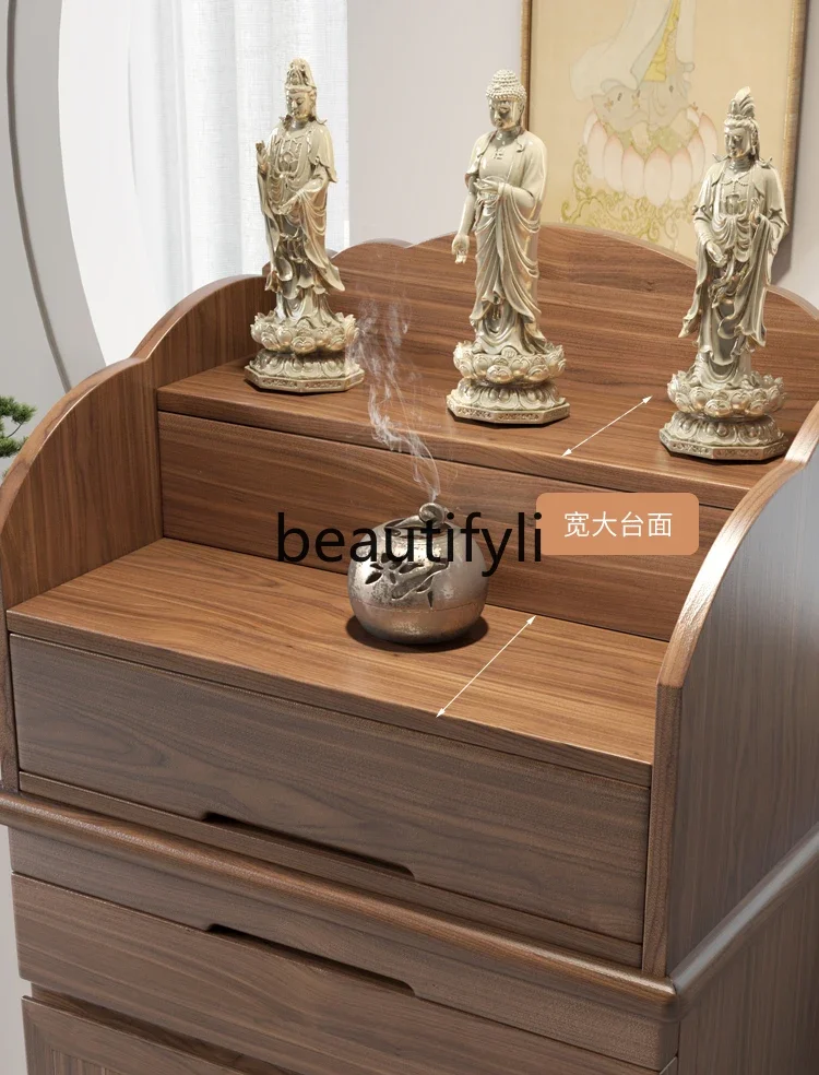 ss C Solid wood Tibetan double-layer table New Chinese incense case Buddha table Buddha cabinet living room incense table
