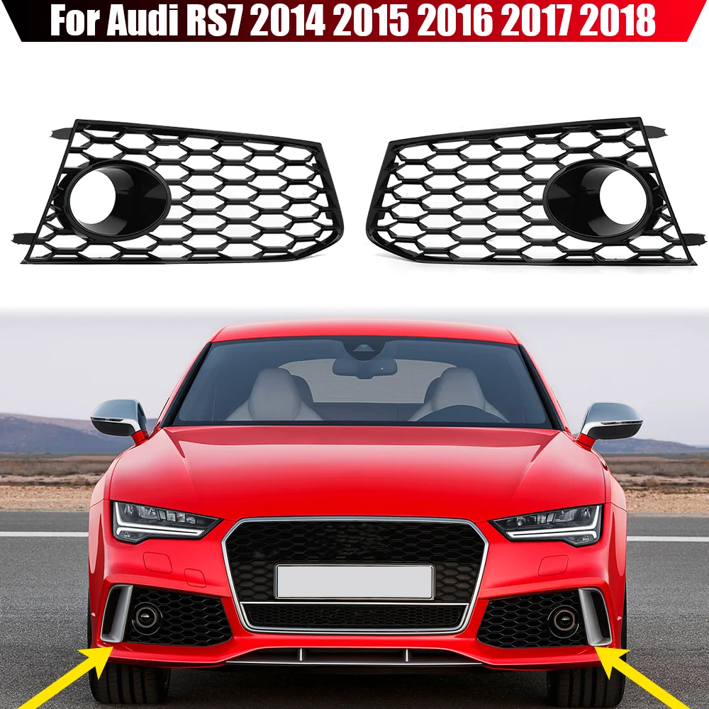 

Car Front Bumper Fog Light Lamp Grille Grill Cover Mesh Honeycomb Hex For Audi RS7 2014 2015 2016 2017 2018 Car Accessories