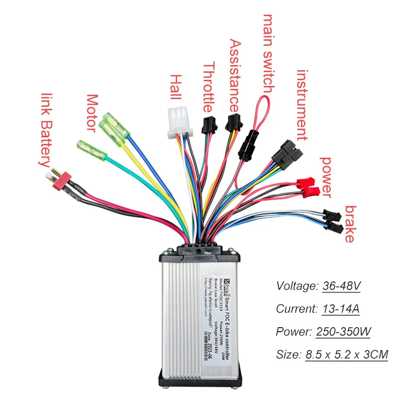 Ebike Sine Wave Controller 14A 25A 30A Three-Mode 36v48v60v with Learning Function S866 LCD Color Display 350W500W1000W Motor