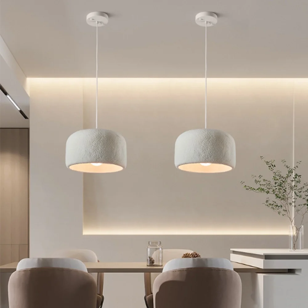

Wooden and white lid restaurant chandelier, French bar island restaurant Nordic modern creative resin chandelier (excluding ligh
