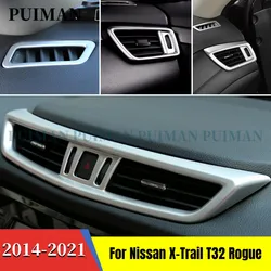 ABS Chrome Car Front Console Air Condition Vent Outlet Cover Trim For Nissan X-Trail XTrail Rogue T32 2014-2020 2021 Accessories