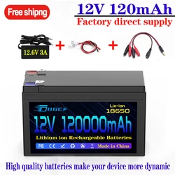 2024Upgraded 12V 120Ah Li-Ion 18650 Battery Electric Vehicle Lithium Battery Pack 9V-12V 60Ah 80Ah Built-in BMS 30A High Current