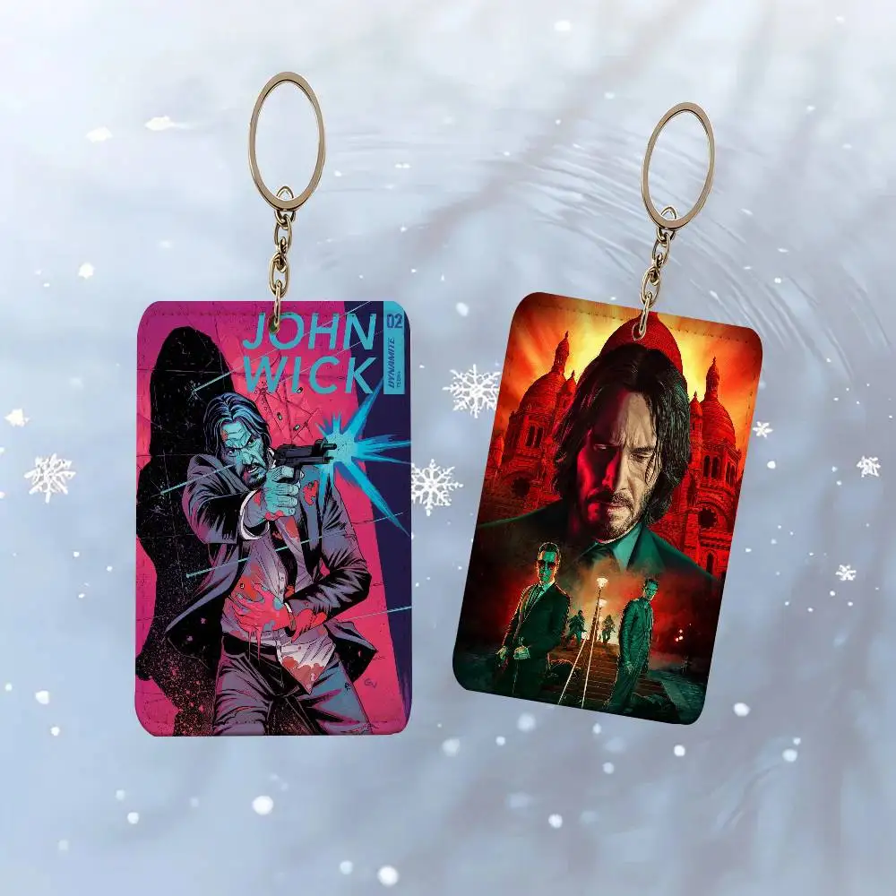 Classic Movie John Wick Quote 1 Card Holder, Leather Card Storage Box, Key Chain, Access Tag Holder, ID Card Holder, Key Chain
