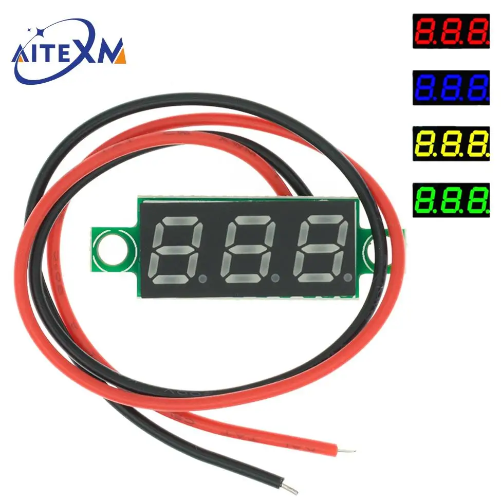 0.28 Inch 2 wires 3 wires 2.5V-40V Mini Digital Voltmeter Voltage Tester Meter Red/Blue/yellow/green YANXD