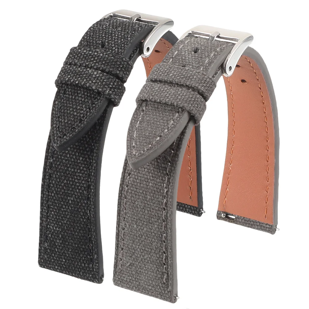 Taper Canvas Sailcloth 18mm 20mm 22mm Watch Strap Handcrafted Fabric Quick Release Watchband for Omega for Seiko