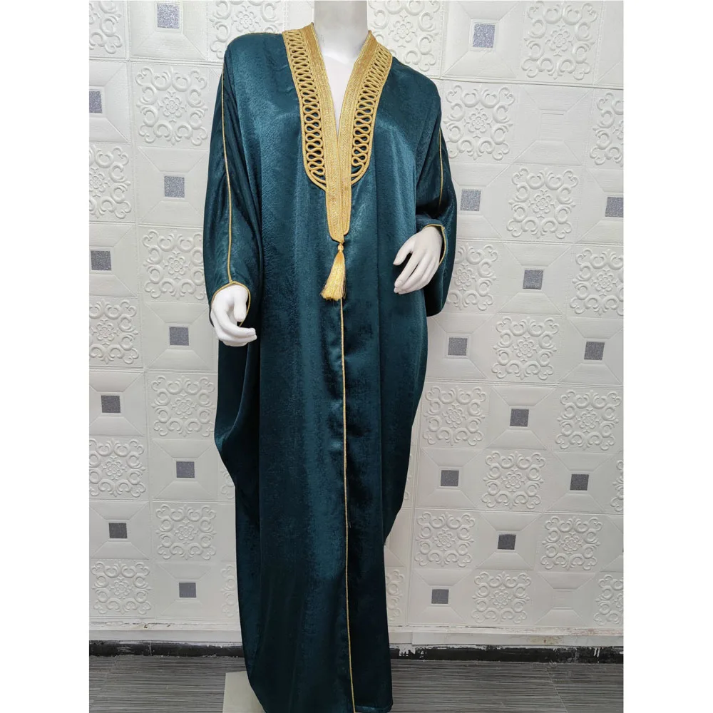 Imagem -06 - Abaya Muçulmana Feminina com Manga Batwing Vestido Maxi Solto Kaftan Luxuoso Turquia e Árabe Dubai e Saudita Vestido de Festa Eid Jalabiya