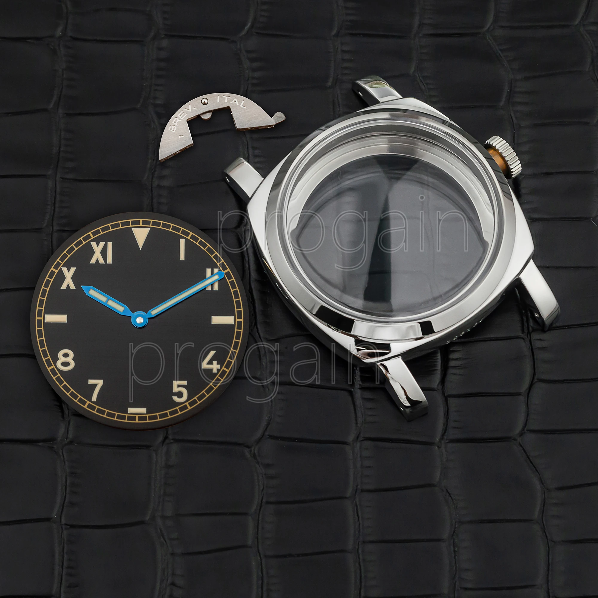 47mm Case Mod PAM Vintage Case Dial Hands Stainless Steel 10ATM Waterproof Case for PAM 6152 ETA6497/6498/ST3600 Movement