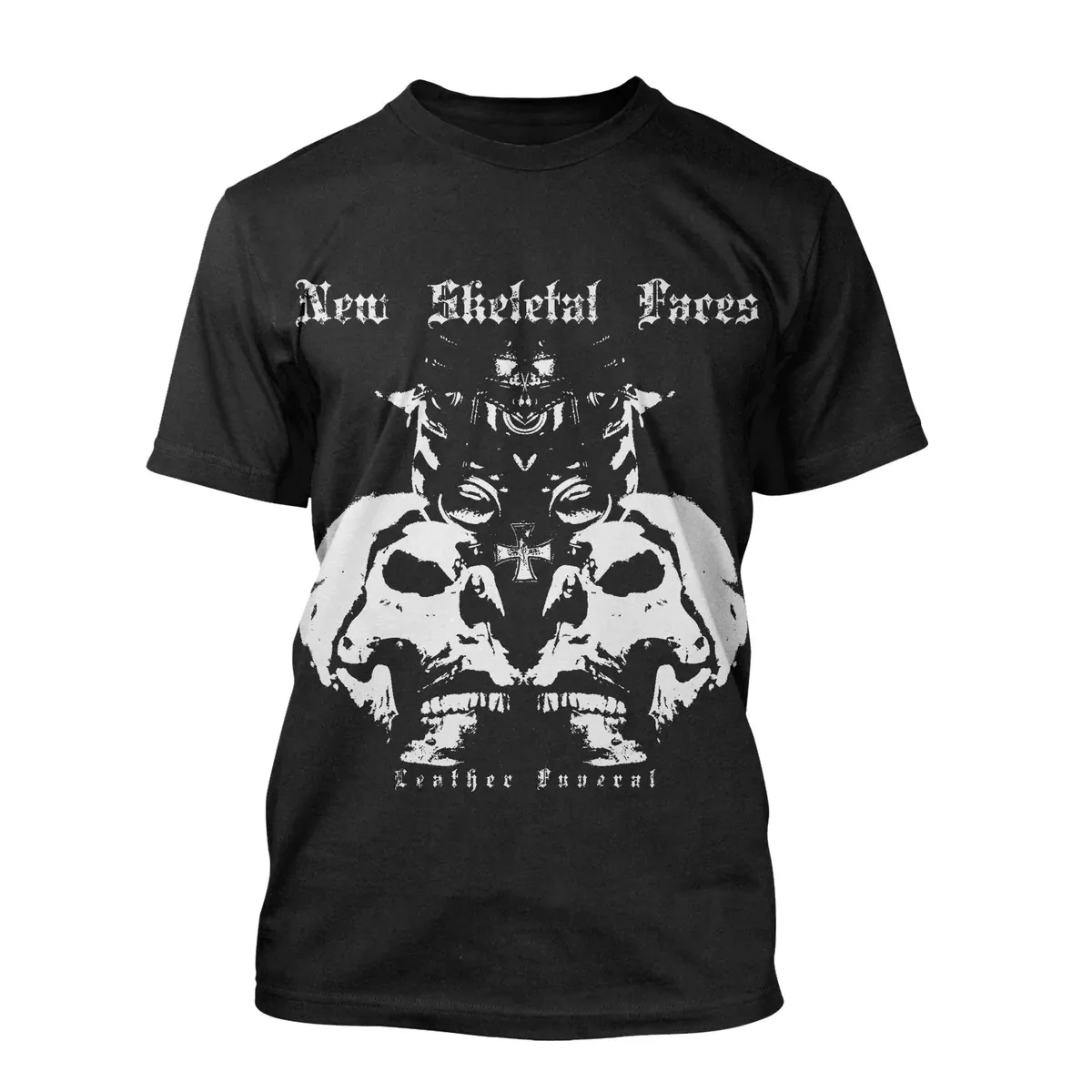 Gritty Torn Texture Ghost Skull Album Cover Style Artwork Print Unisex T‑shirt, New Skeletal Faces Heavy Metal Music Fashion Tee