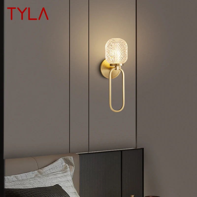 TYLA Modern Brass Wall Lamp LED Indoor Sconce Lighting Simple and Chic Creative Decor for Home Bedroom Bedside