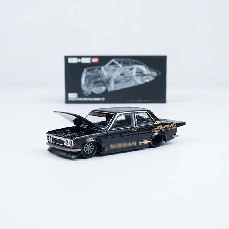 

Kaido House + MINIGT 1:64 Toy Model Car Datsun 510 Pro Street Alloy Open Hood Vehicle #KHMG110 Full Carbon